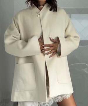 ZARA ZW Wool Collection Short Cape Coat with Pockets